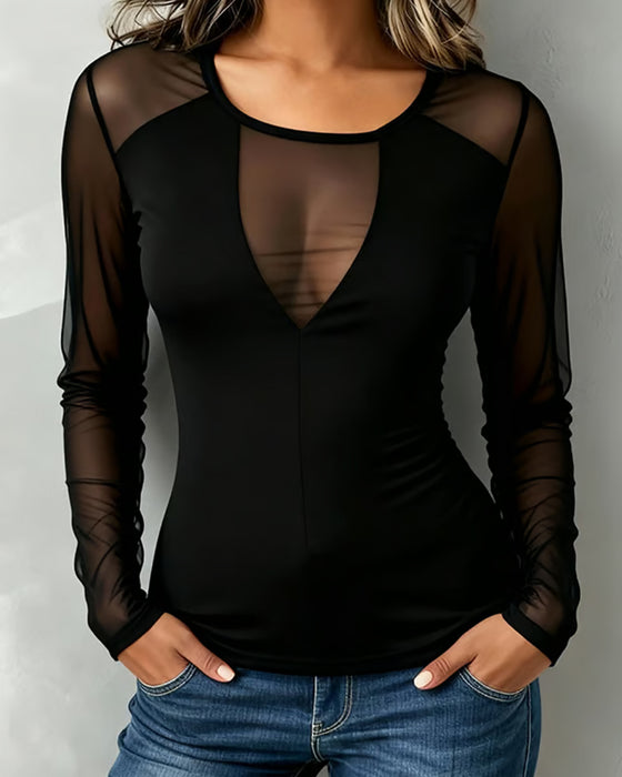 V-Neck Trendy Long Sleeve Blouse