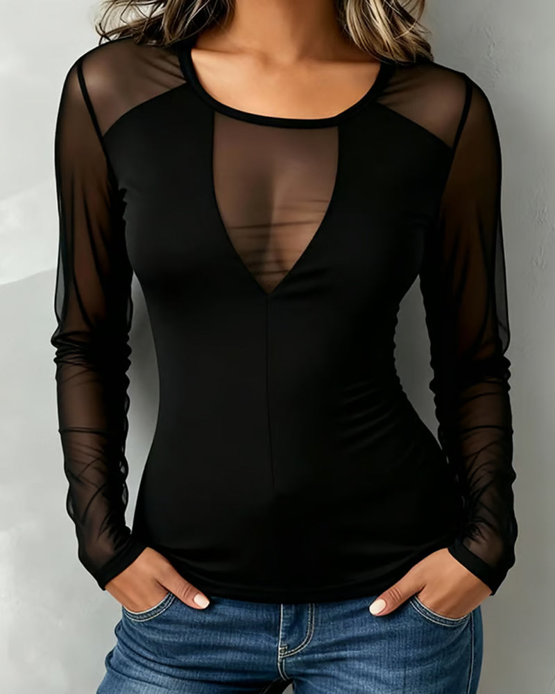 V-Neck Trendy Long Sleeve Blouse