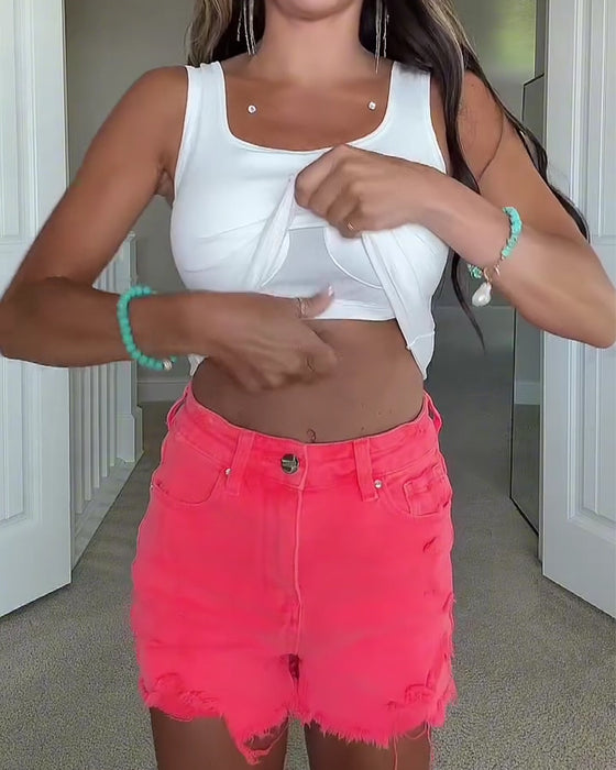 Back Twist Knot Built In Bra Tank Top