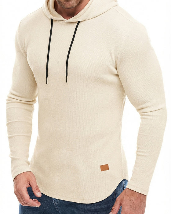 Men's Solid Color Long Sleeve Hooded Sweatshirt