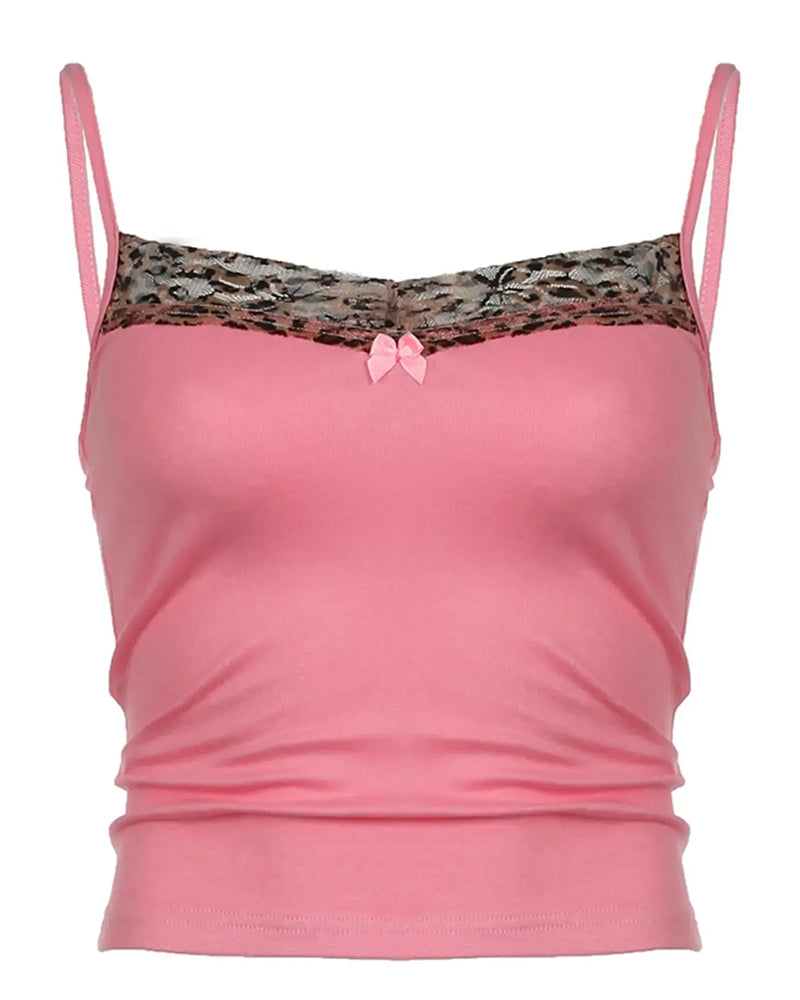 Spicy Girl Leopard Print Patchwork Cami Top
