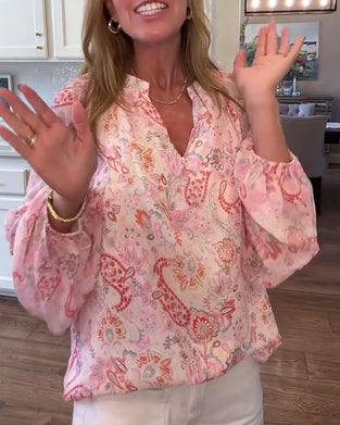 Balloon Sleeve Floral Blouse