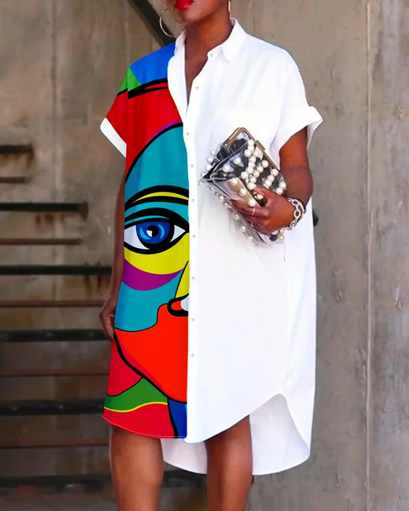 Printed Short-Sleeve Dress