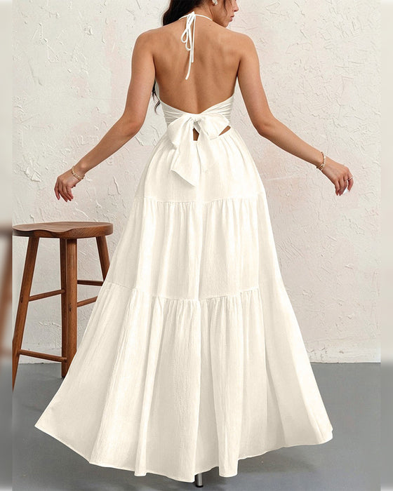 Fashion Solid Halter Dress