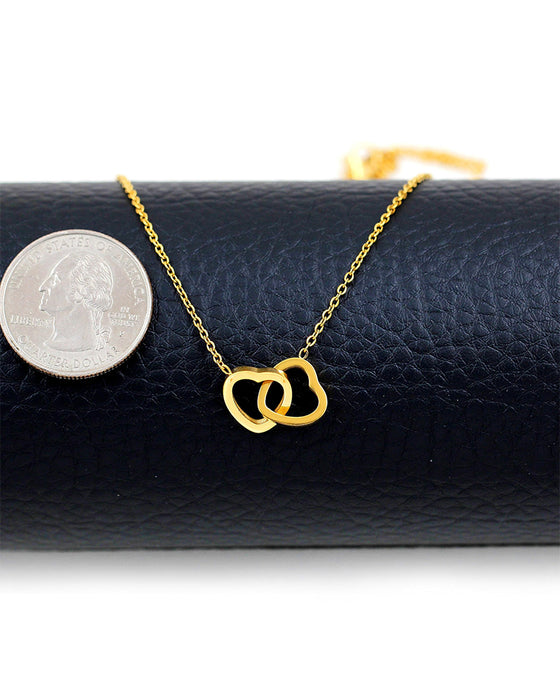 Bone Chain Double Heart Necklace