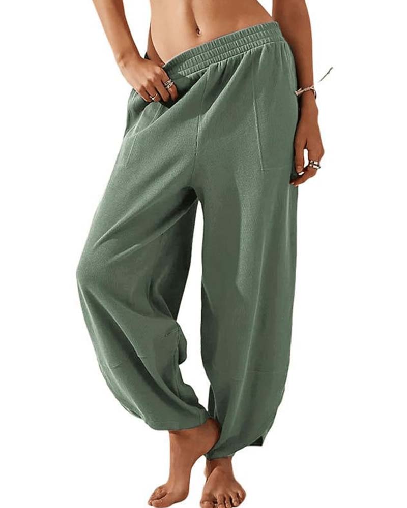 Elastic Waist Harem Pants