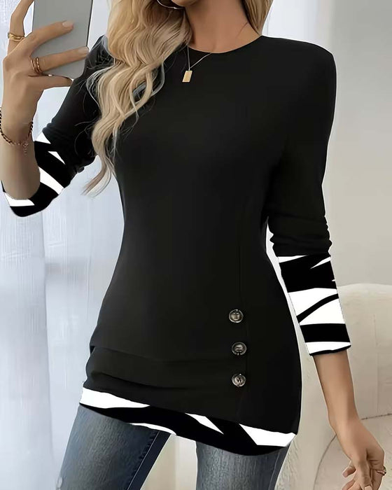 Striped Patchwork Long Sleeve Top