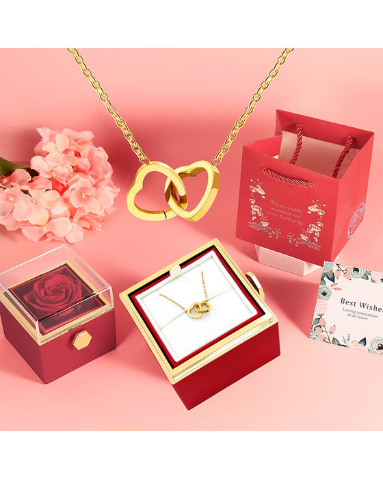 Bone Chain Double Heart Necklace