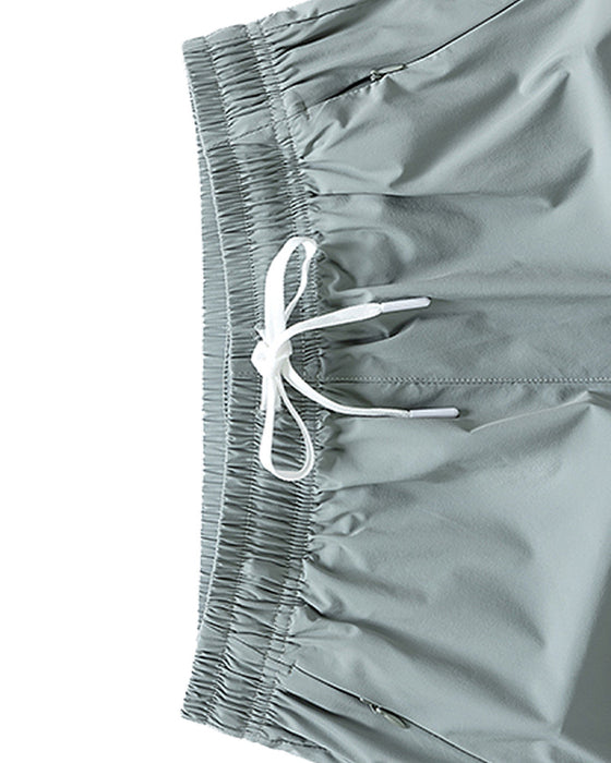 Men Elastic Waist Pocket Quick-Dry Ice Silk Sports Shorts