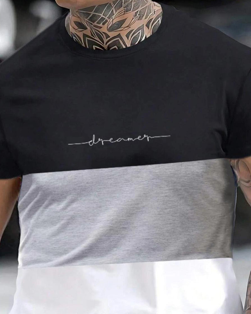 Color Block Crew Neck Short Sleeve T-Shirt