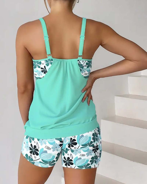 Floral Print Boy Shorts Tankini