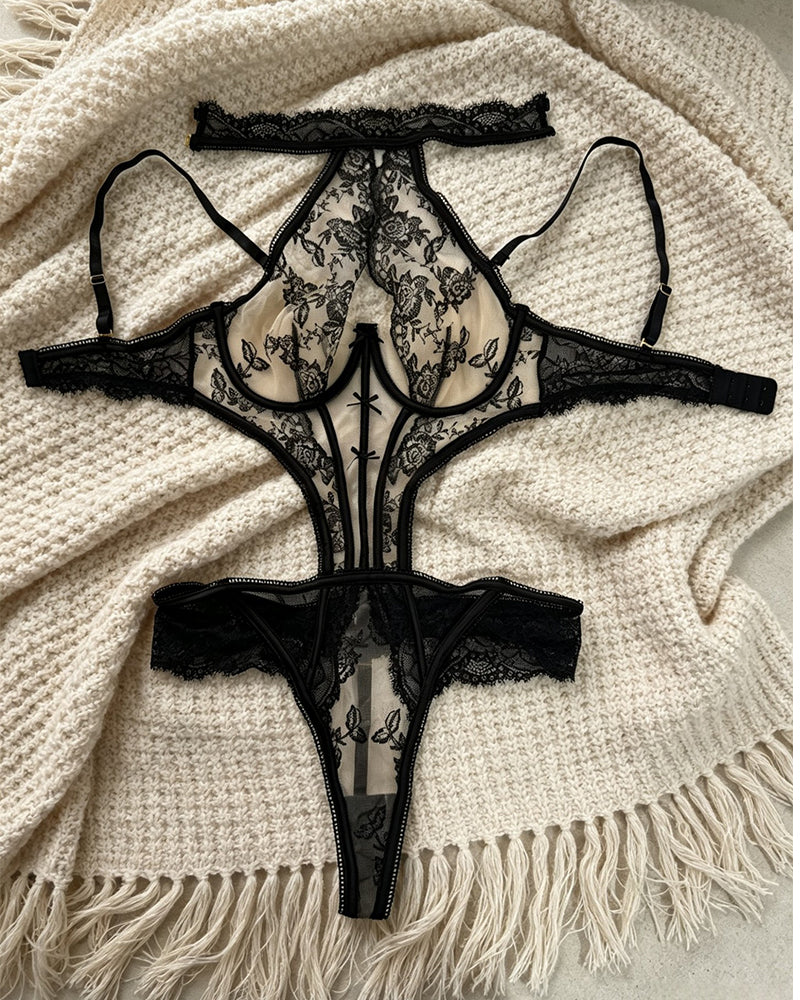 Sheer Halter Bodysuit Lingerie