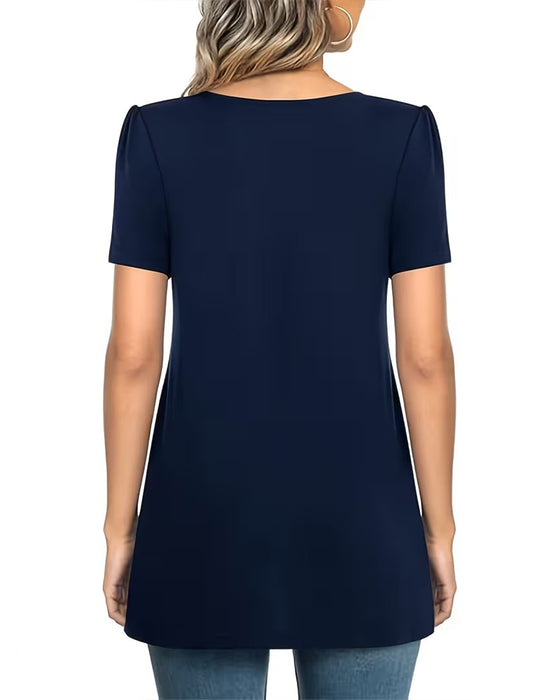 Pleated Casual Short Sleeve T-Shirt