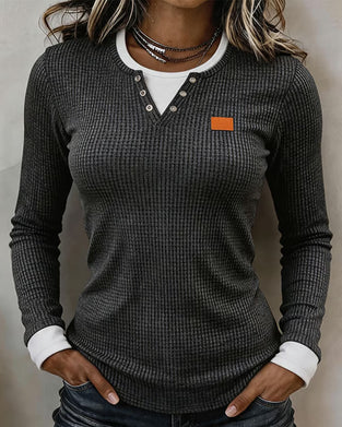 Faux Two-Piece Long Sleeve Top