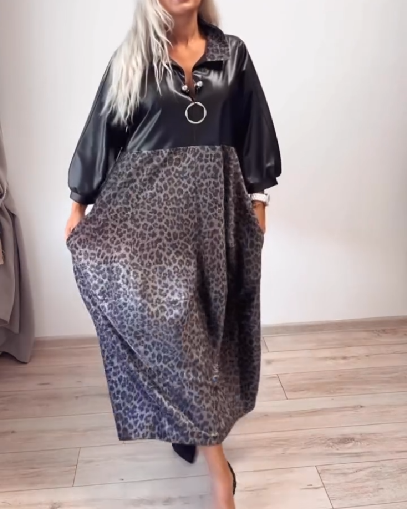 Leopard Print Patchwork Dress