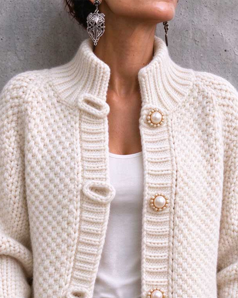 Pearl Button Chunky Knit Cardigan