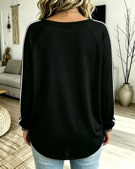 V-Neck Striped Loose Top