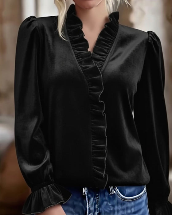 Ruffled Velvet Elegant Top