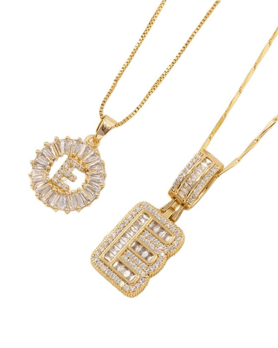 Initial Letter Pendant Necklaces -2 Pack