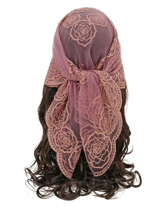 Floral Mesh Scallop Design Bandana