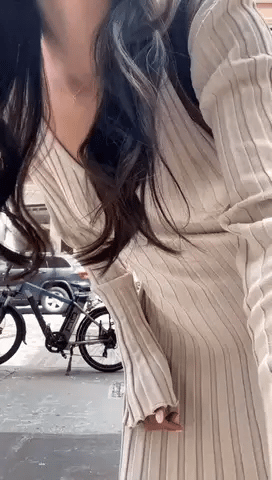 V-neck rib solid color dress