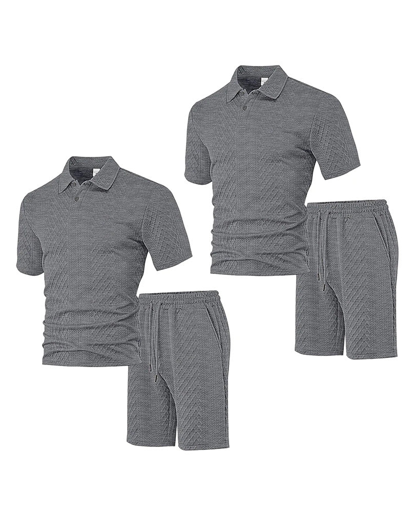 Men's Collared Short-Sleeve 2-Piece Set