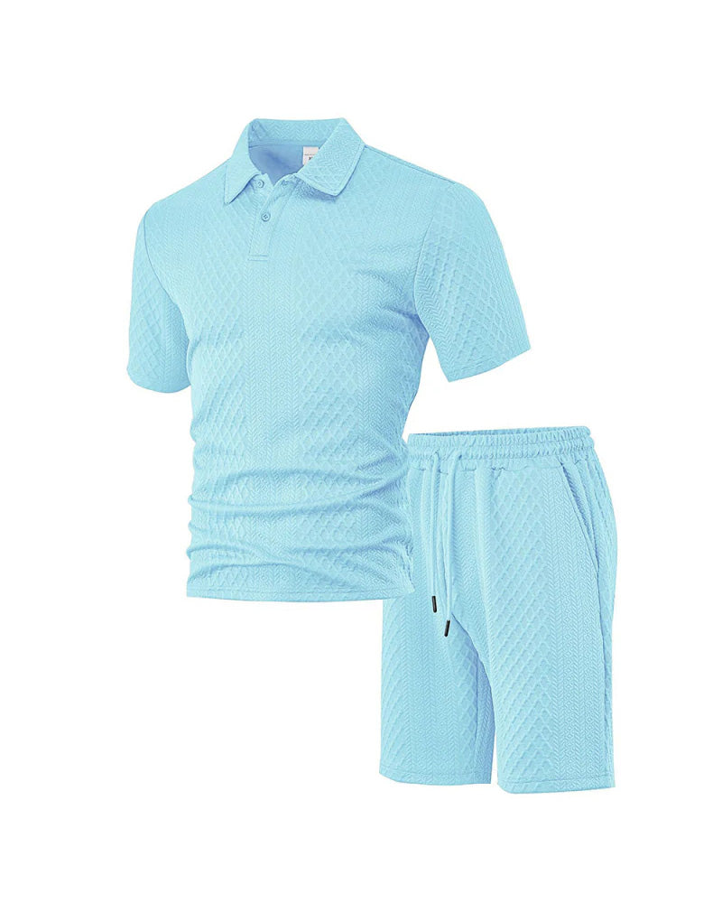 Men's Collared Short-Sleeve 2-Piece Set
