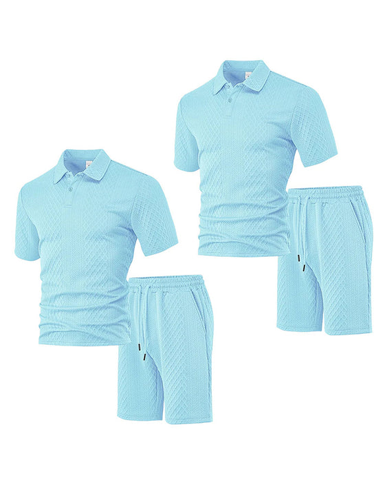 Men's Collared Short-Sleeve 2-Piece Set