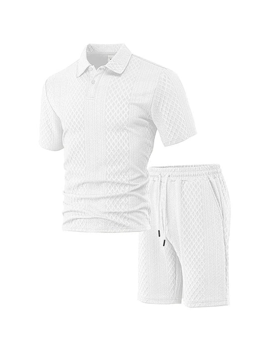 Men's Collared Short-Sleeve 2-Piece Set