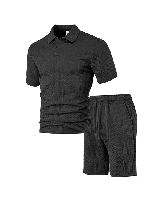 Men's Collared Short-Sleeve 2-Piece Set