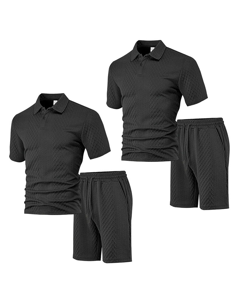 Men's Collared Short-Sleeve 2-Piece Set