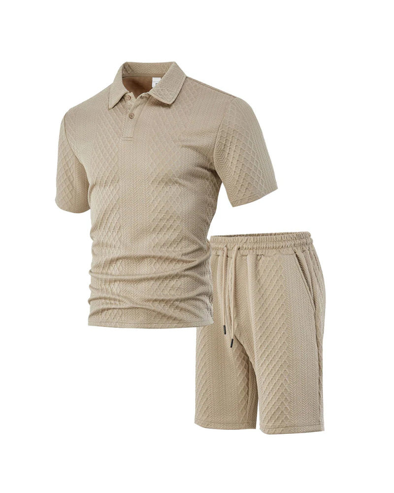 Men's Collared Short-Sleeve 2-Piece Set