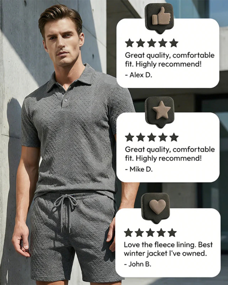 Men's Collared Short-Sleeve 2-Piece Set