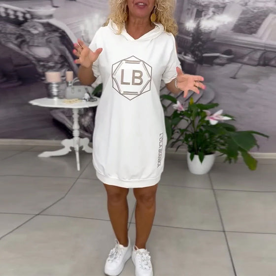 Hooded Lettering Printed Sports Dress