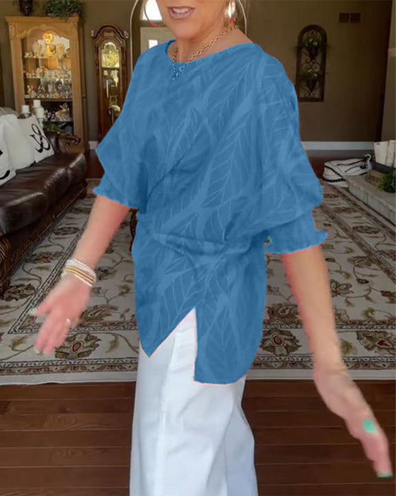 Round Neck Loose Print Blouse