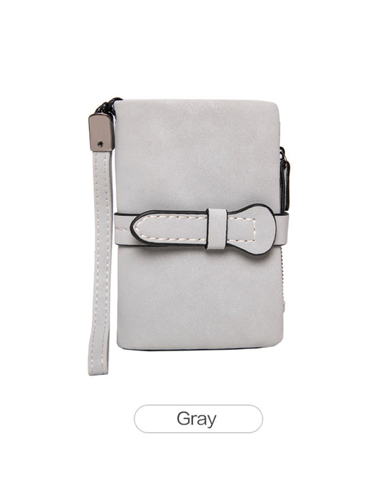 Women's Elegant Minimalist Short Wallet with Wristlet, Casual Versatile Zipper Card Holder Wallet, Trendy Wallet for Daily Use
