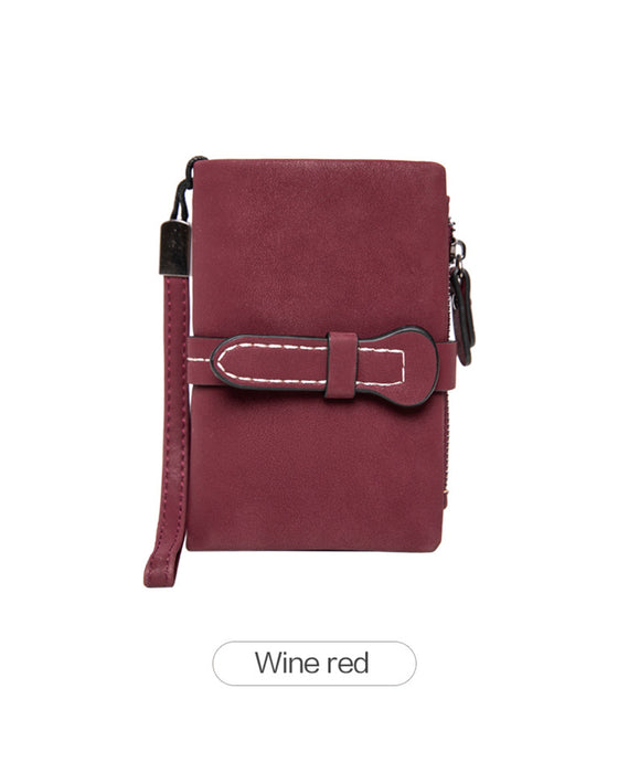 Women's Elegant Minimalist Short Wallet with Wristlet, Casual Versatile Zipper Card Holder Wallet, Trendy Wallet for Daily Use