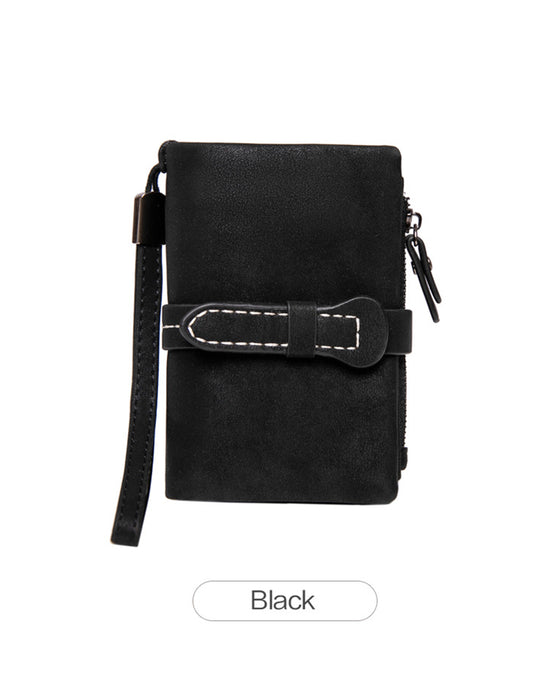 Women's Elegant Minimalist Short Wallet with Wristlet, Casual Versatile Zipper Card Holder Wallet, Trendy Wallet for Daily Use