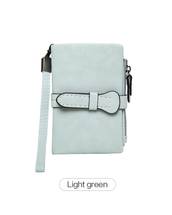 Women's Elegant Minimalist Short Wallet with Wristlet, Casual Versatile Zipper Card Holder Wallet, Trendy Wallet for Daily Use