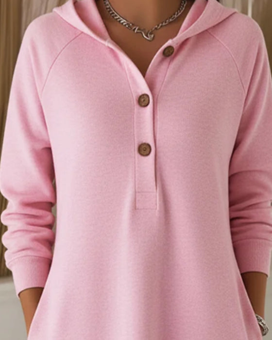 Long-Sleeved Hooded Loose Casual Dress