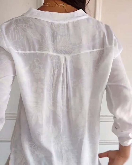 Patchwork sequined leaf print top