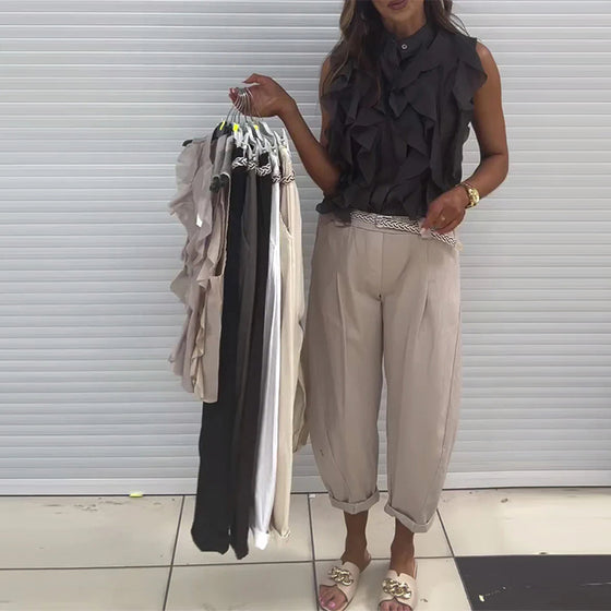 Designer Ruffle Sleeveless Tank Top