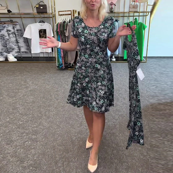 Temperament Slim Waist Printed Dress