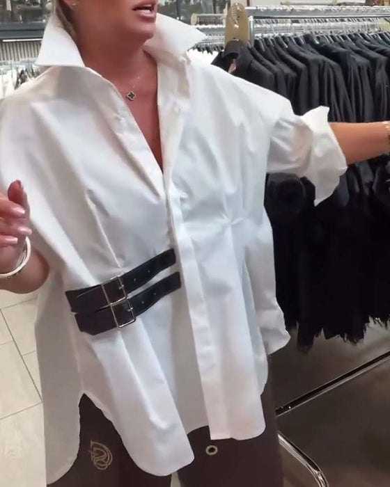 Belt Buckle Design Lapel Shirt