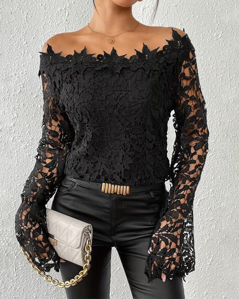 Fashionable Off-Shoulder Crochet Blouse