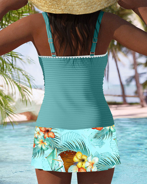 Striped Vest Skirt Swimsuit