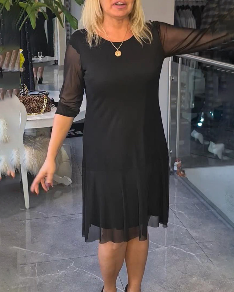 Sheer And Fashionable Solid Color Dress