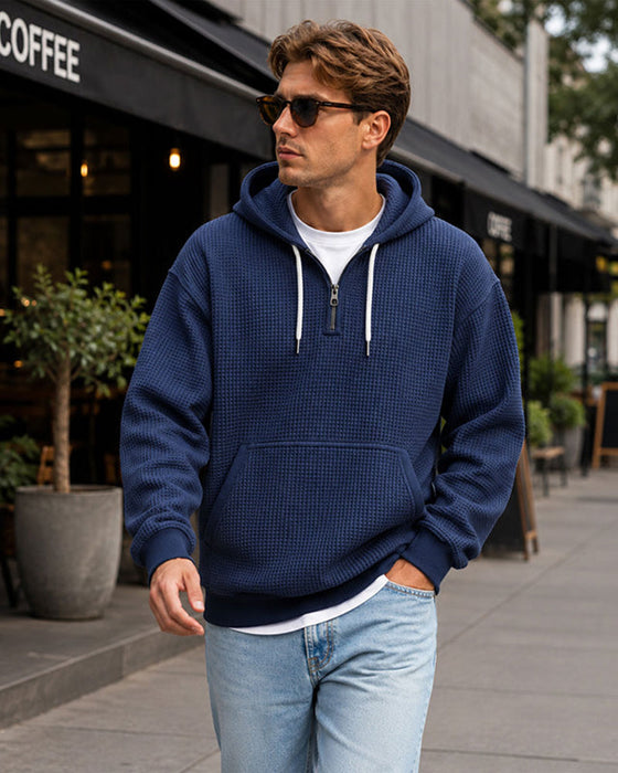 Men's Solid Zip Pullover Hoodie