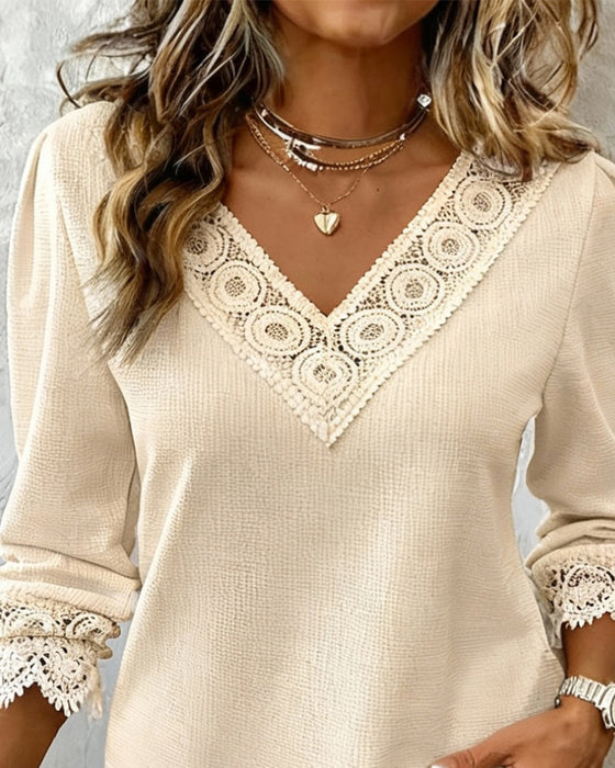 Fashionable Ruffled V-Neck Blouse
