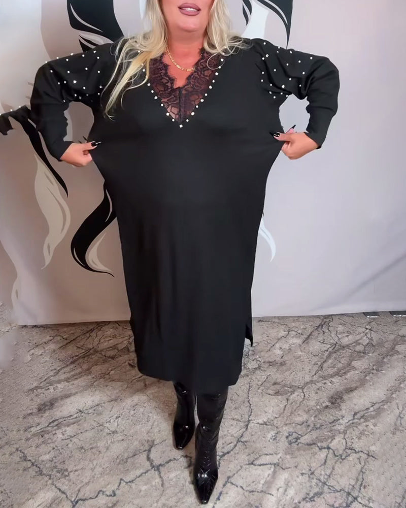 Lace V-Neck Fashion Dress